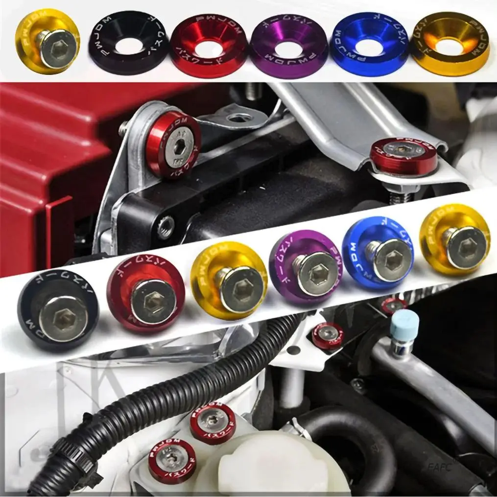 Car Fender Washer Bolt Screw Colorful Concave Washer Screw Mini Engine Dress Up Kit Aluminum Bumper Washer