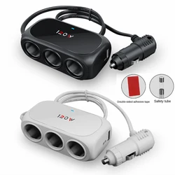 3 Socket Car Cigarette Lighter Splitter Dual USB LED Car Fast Charger 120W 12V 24V Car Charger Adapter for iPhone GPS Dashcam