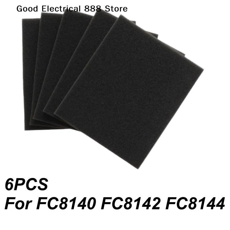 6Pcs High Density 132x112x10mm Sponge Cotton Replacement Filters For FC8140 FC8142 FC8144 FC8148 Vacuum Cleaner Household Clean