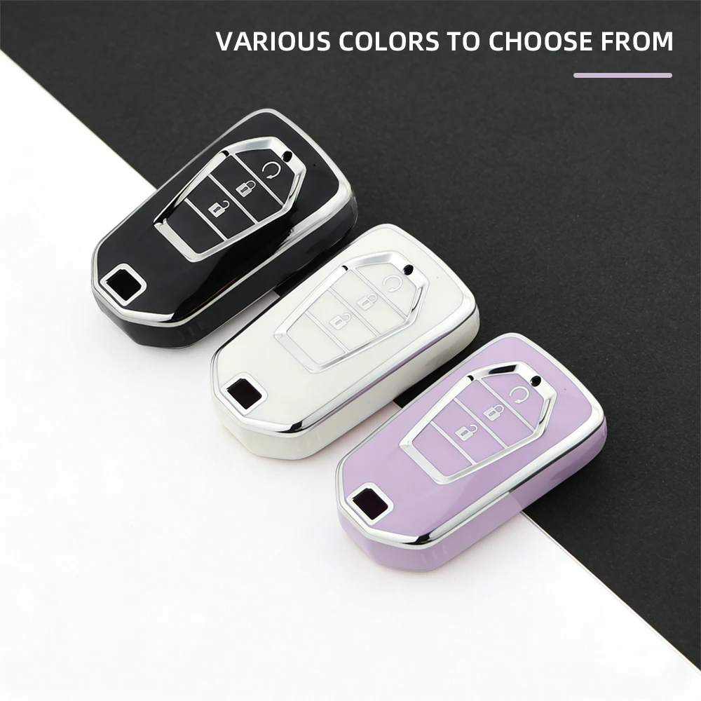 Car Key Case Cover for Isuzu DMAX D-Max MU-X X Series X-Terrain Pickup Truck 2020 2021 2022 TPU Remote Control Fob Protector