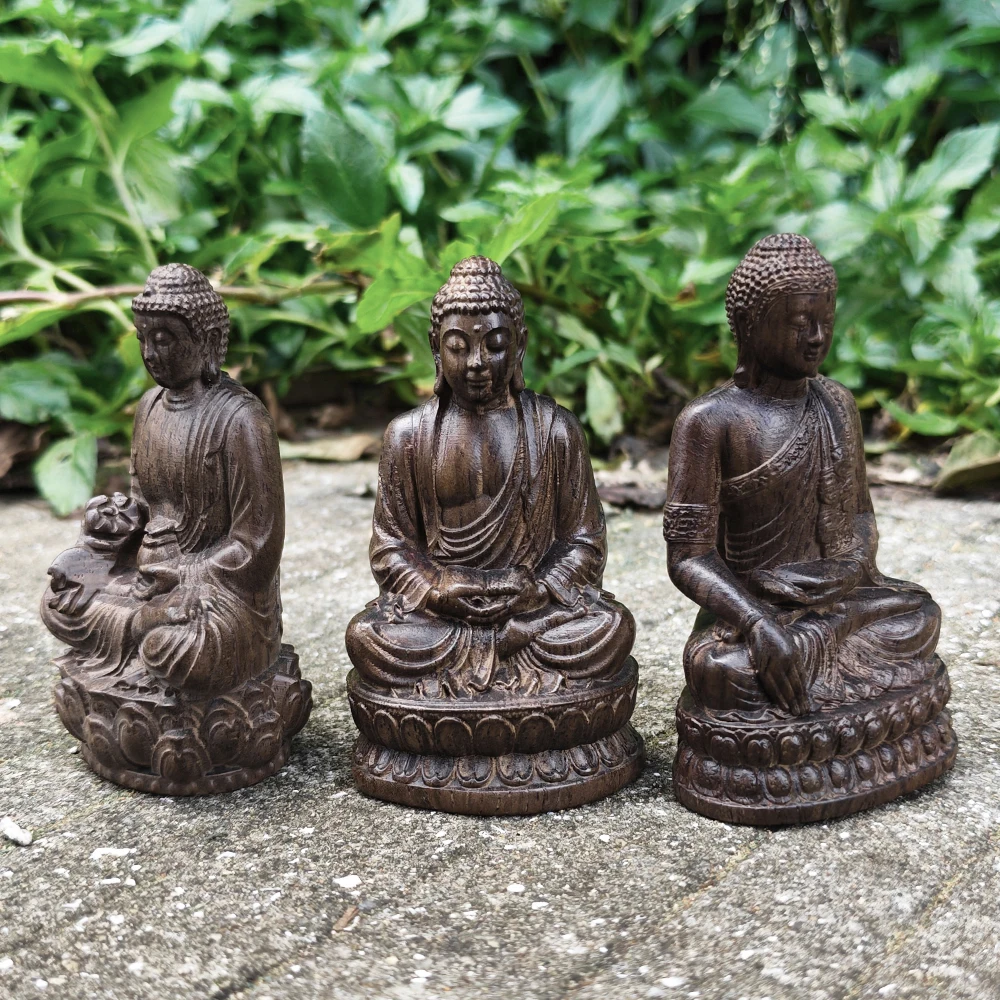 Hand-Carved Wooden Buddha Statue Ornament, Meditation Theme, Modern Style, Chinese Style. Suitable for Men's Gifts, Housewarming Gifts, Interior Decorations, Home Decor, Living Room, Office, Back-To-School Season Gifts, New Year Gifts
