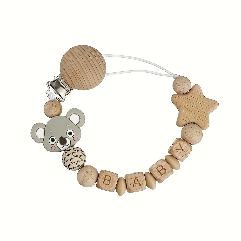 Clip per ciuccio per bambini supporto per capezzolo fittizio in legno catena per Clip orso in Silicone ciucci per animali Koala giocattoli per la