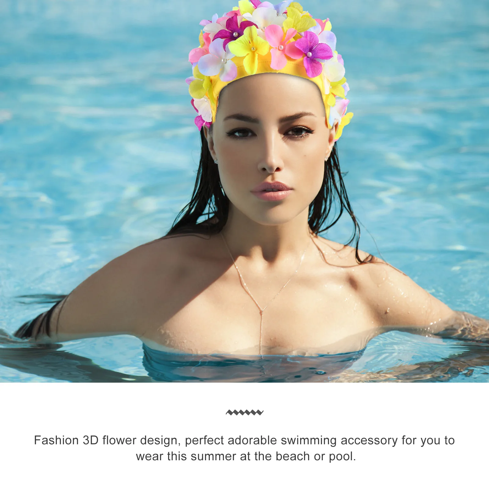 Handmade Flower Swimming Cap Hawaii Hat Women Adults Girl Creative Waterproof Nylon Fabric Breathable