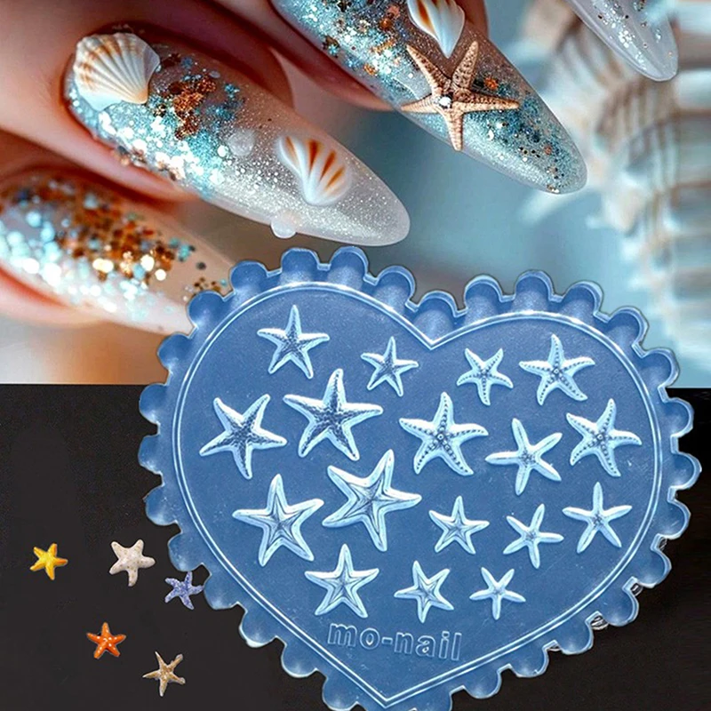 

Sea Starfish 3D Silicone Nail Mold Decorations Summer Starfish DIY Design Manicure Template Carving Nail Art Stencil Tool