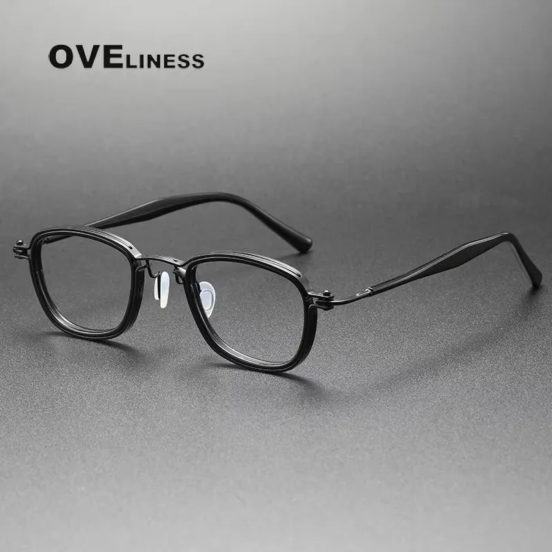 

Acetate Titanium Glasses Frame Men Vintage Retro Square Eyeglasses frame Women Eyewear spectacles