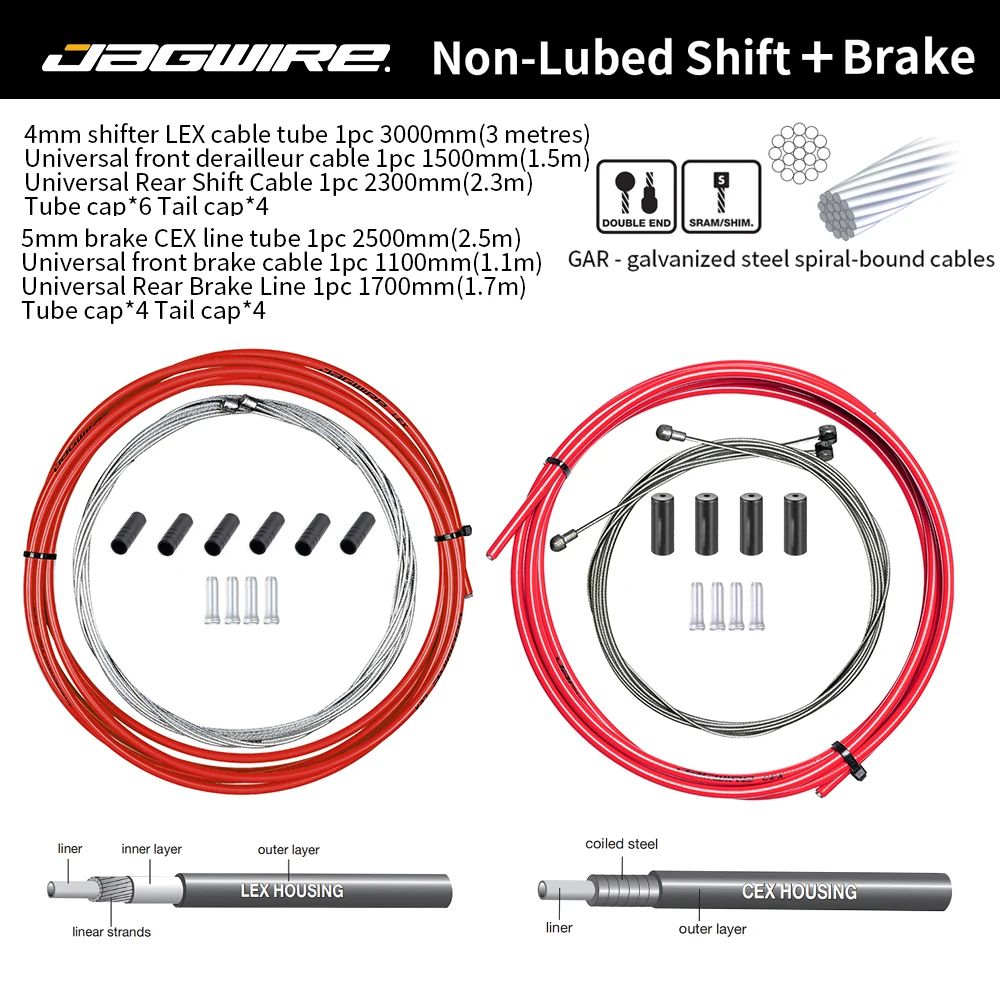 JAGWIRE Universele Fiets Rem/Shift Kabel Draad Pijp Voor 4mm/5mm MTB Racefiets derailleur Remleiding Voor Achter Niet-olieerde Buis