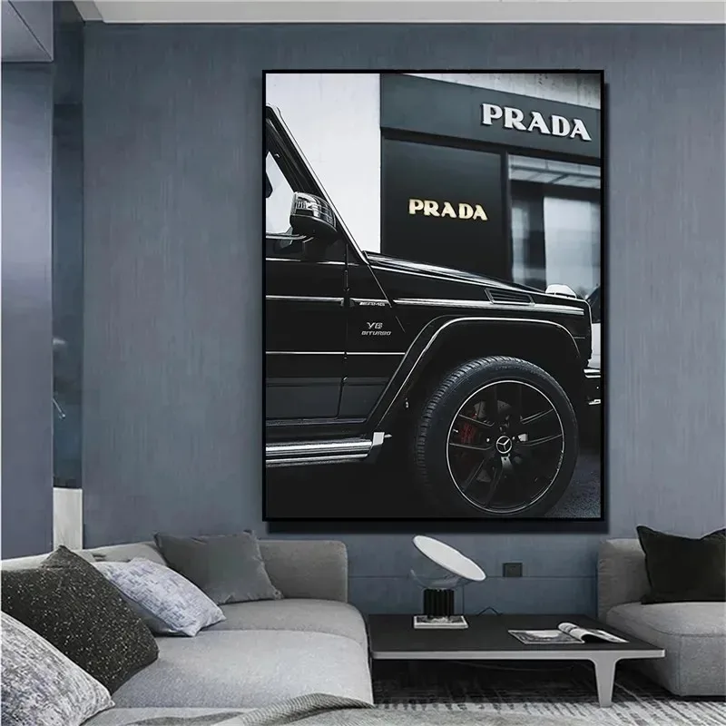 Modern Black Car Nordic Street Luxury Car Wall Art Minimalist Print Canvas Painting Posters for Bedroom Modern Home Decor