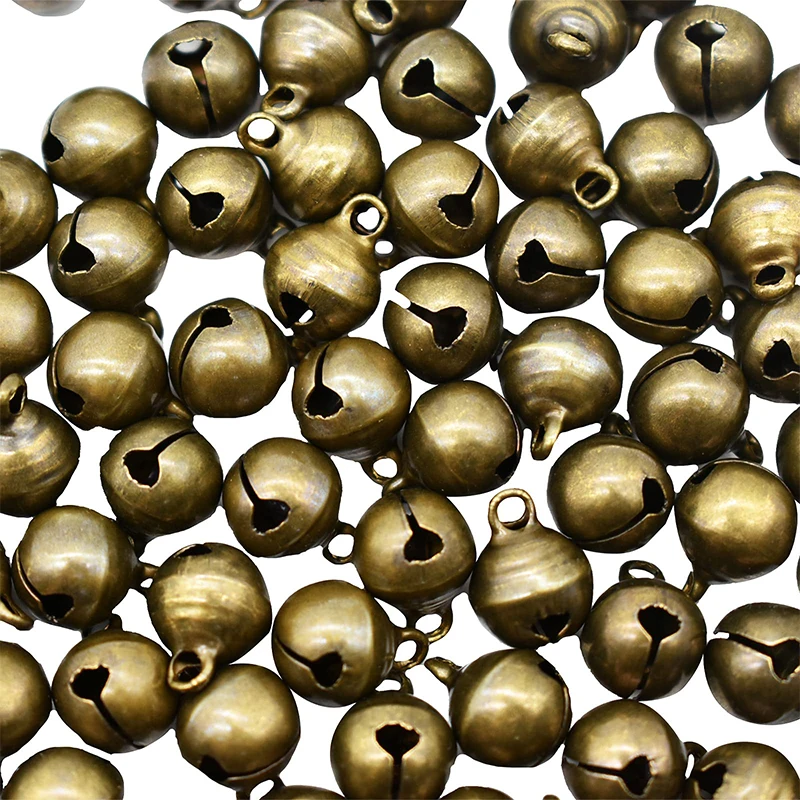 50/100Pcs 10mm Bronze Jingle Bell Mini Vintage Craft Bell Antique Brass Tinkle Bell for DIY Jewelry Pet Collar Wedding Gifts DIY