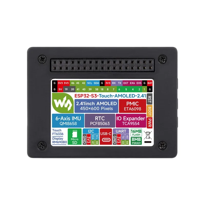 Waveshare ESP32-S3 2.41inch AMOLED Touch Display Development Board,600×450,32-bit LX7 Dual-core Processor,Onboard Accelerometer