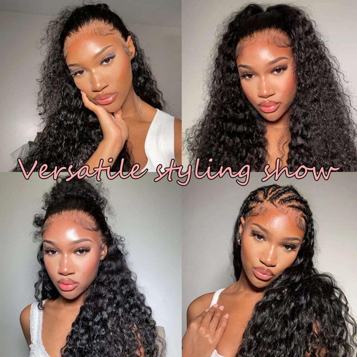 Curly 360 Lace Front Human Hair Wigs 250 Density Brazilian Deep Wave 40 Inch 13x6 HD Lace Frontal Wig 100% Human Hair Preplucked image 5