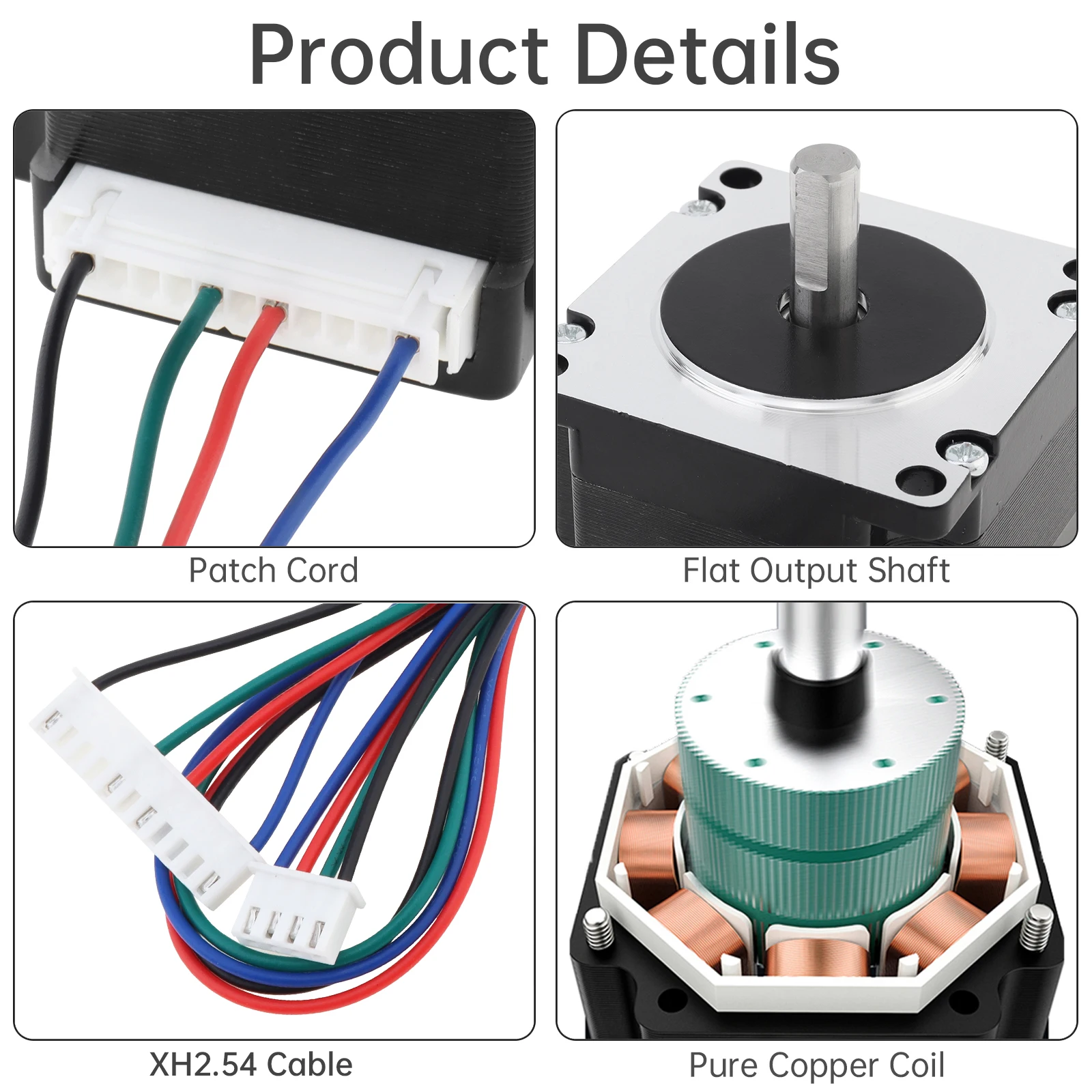 Nema 23 Stepper Motor 80mm Body 196.2N.cm 4.5A 8mm-Shaft 2-Phase 4-Wire 1.8-Deg for DIY CNC Mill/3D Printer with XH2.54 Cable