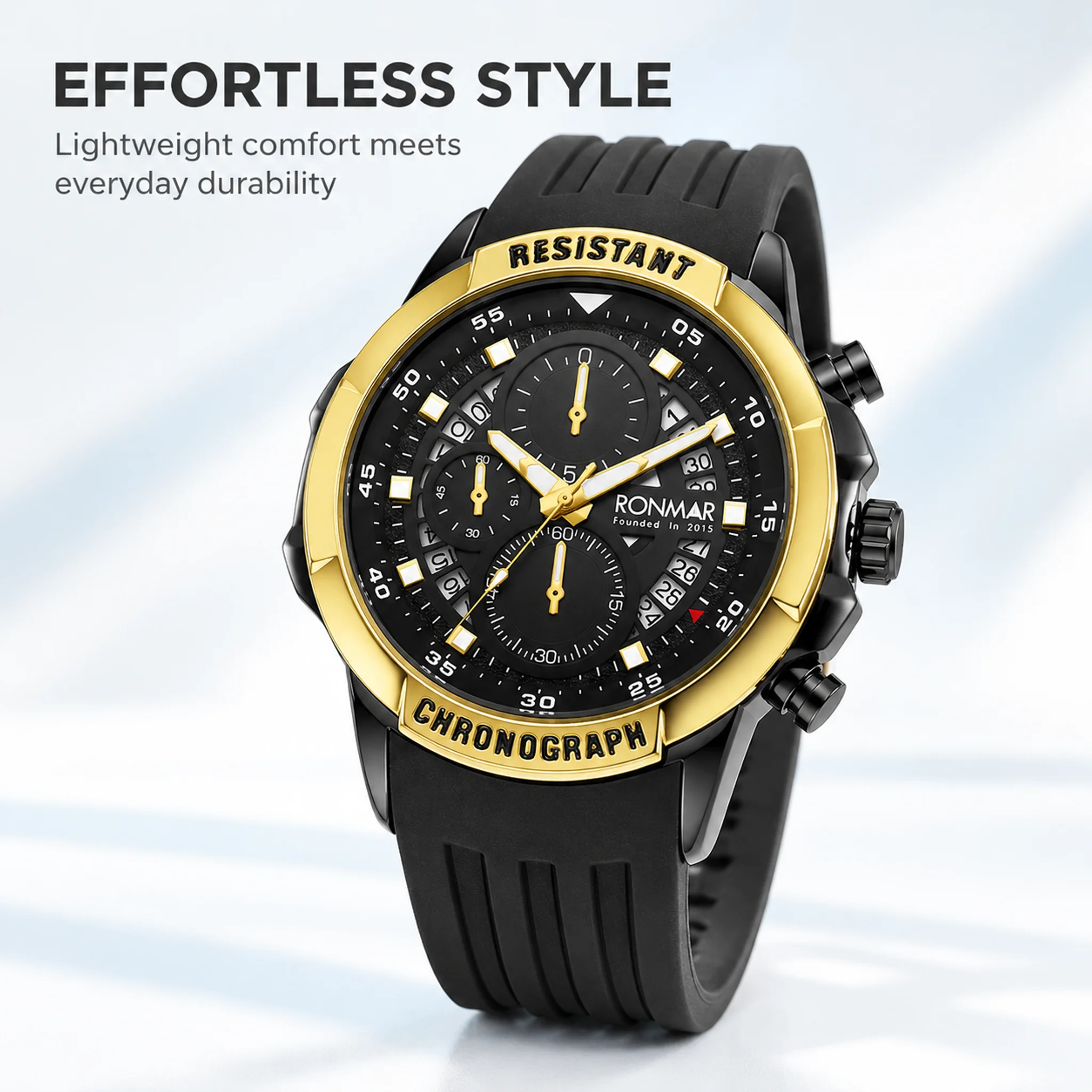 RONMAR RMSR01 Men Quartz Watches 30M Waterproof Fashion Male Wristwatch Casual Clock Panda Series 3D Layer Dial For Office Gift