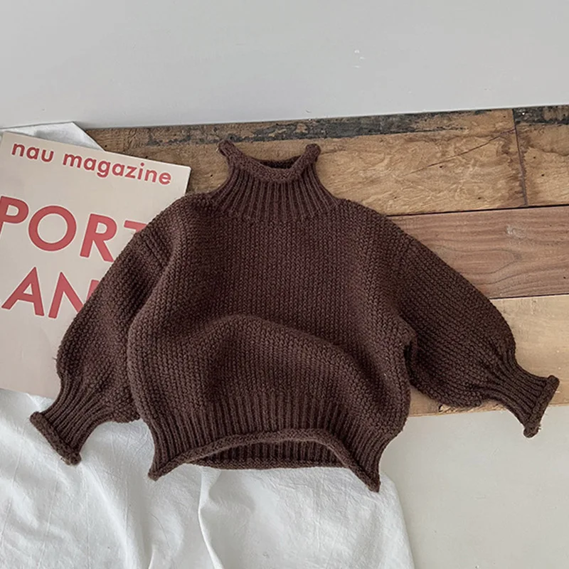 Baby Girls Winter Turtleneck Sweater Clothes 2022 Autumn Boys Children Clothing Pullover Knitted Infant Solid Color Sweaters