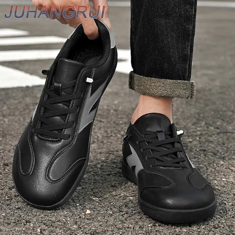 

Мужская прогулочная обувь с широким носком, дышащая кожаная повседневная обувь, нескользящая мягкая походная обувь, легкая повседневная дорожная обувь для босиком