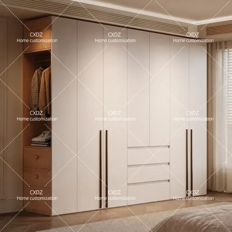 FAS Oak Wardrobe Simple Modern ENF Grade Cabinet Household Bedroom All Solid Wood Log Storage Finished Wardrobe