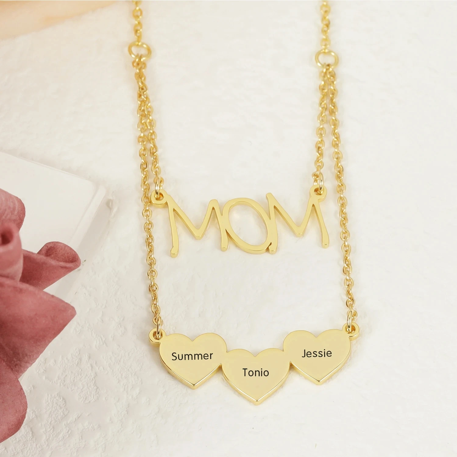 Personalized MOM Love Necklace Customized Name Necklace Made Of Stainless Steel A Unique Gift For Mom Mother's Day Jewelry Gift