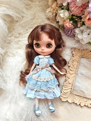 New Blythe Doll clothes Blue dress lovely and smart handmade  OB22 OB24 AZONE Blythe Doll Accessories Dress blythe clothing
