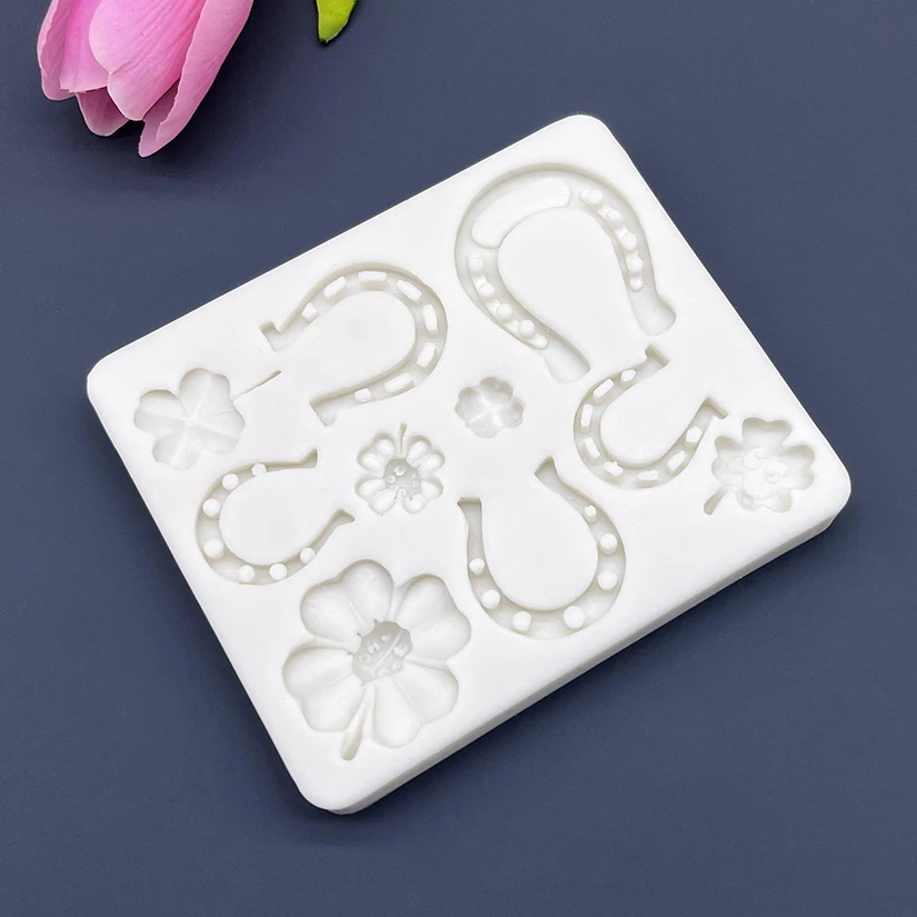 Horseshoe Four Leaf Clover Lucky Silicone Mold Sugarcraft Chocolate Cupcake Baking Mold Fondant Cake Decorating Tools