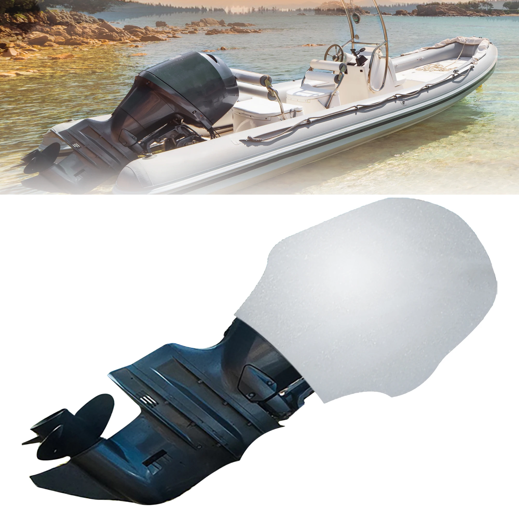 X Autohaux 15HP-250HP Half Boat Motor Engine Cover 210D Waterproof Outboard Anti Sun Dustproof Marine Engine Protector Cover