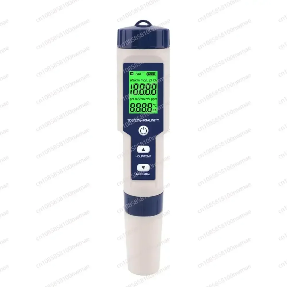 5 In 1 TDS/EC/PH/Salinity/Temperature Meter Digital Water Quality Monitor Tester For Pools, Drinking Water, Aquariums