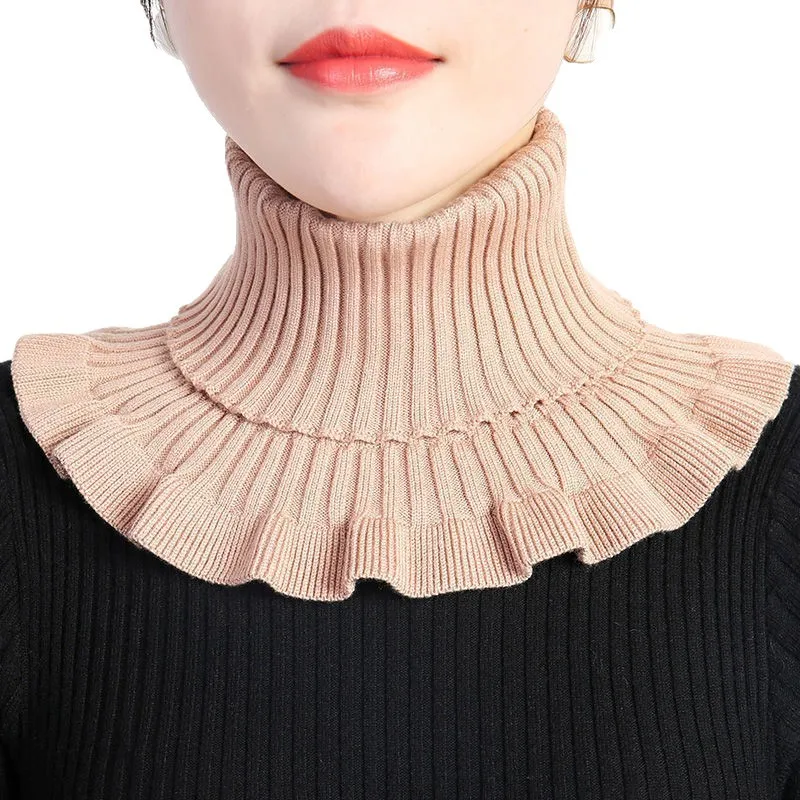 وشاح كلاسيكي محبوك للرقبة مع ياقة صناعية، واقي للرقبة عالي الرقبة، قطعة ياقة صناعية، مقاوم للرياح في الشتاء وغطاء للرقبة الدافئة