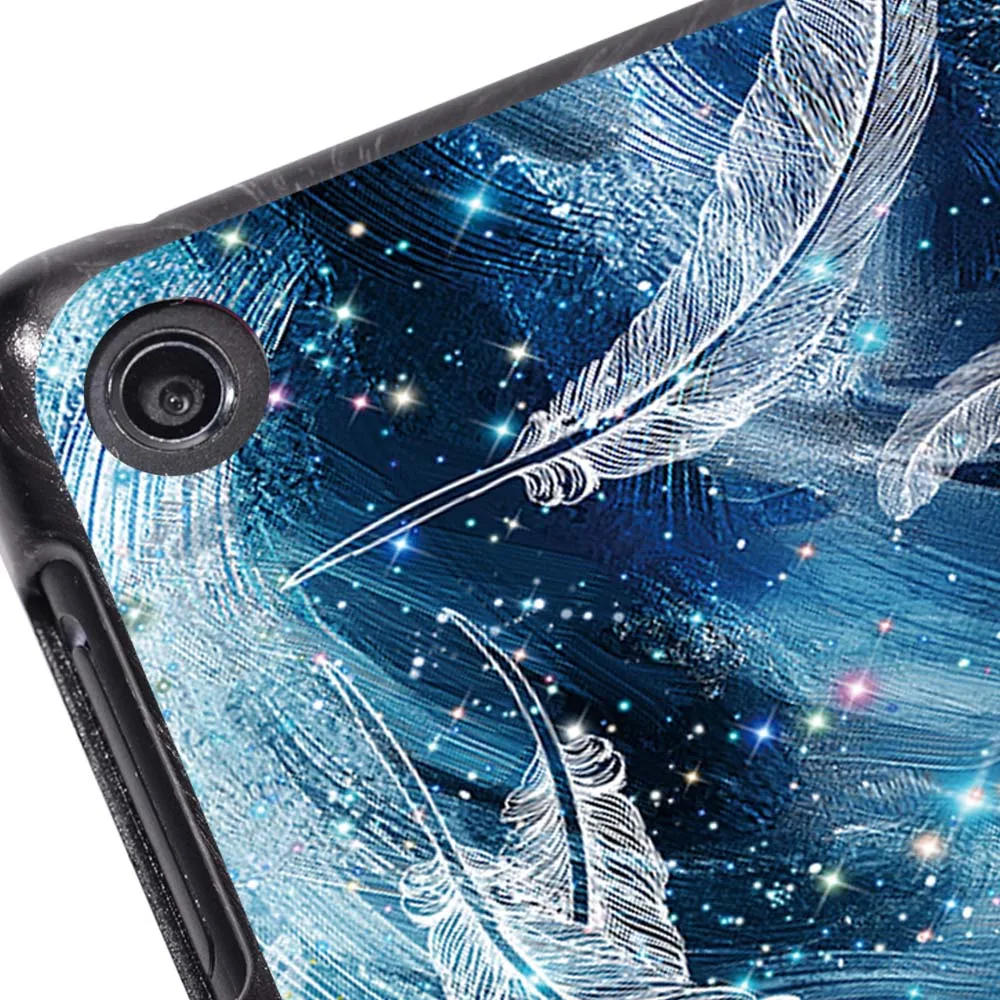 Tablet Case for Fire HD 10 Plus/5th/7th/9th/11th/HD 8 Plus/6th/7th/8th/10th/Fire 7 5th/7th/9th/12th Feather Print Hard Shell