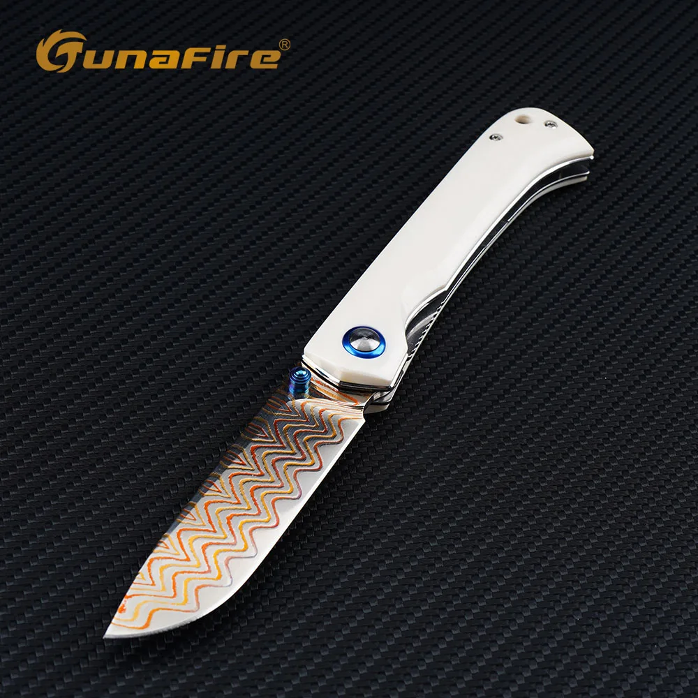New Copper Damascus Pocket Folding Knife VG10 Core Bull Bone Handle Sharp Outdoor Camping Hunting Hiking Knife EDC Hand Tool