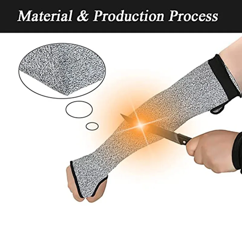 High Wear-resistant Cut-resistant  Long Arm Breathable Level 5 Labor Protect Sleeve Occupy Work Industrial Use 45cm with Velcro