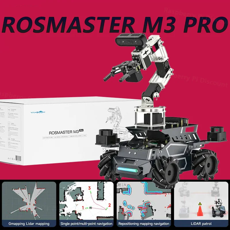 ROSMASTER M3 PRO AI ROS2 Robot Electronic Smart Car Programming 3D Depth Vision Dual LiDAR SLAM Mapping Navigation New