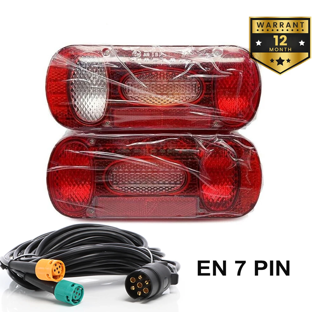 

1 Set 2pcs 12V 5.5m Cable 7 Pin Plug Tail Light Rear Stop Brake Signal Lamp Number Plate Reflector Caravan Car Truck Trailer