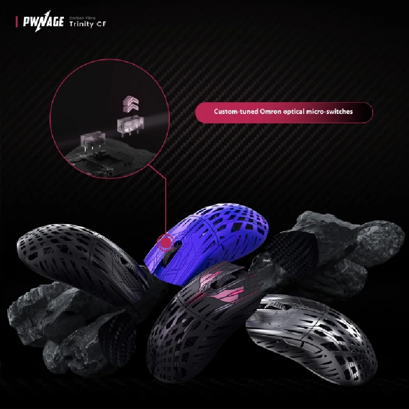 Мышь Pwnage Trinity Cf из углеродного волокна, двухрежимная беспроводная мышь Paw3950, 8000 Гц, игровая мышь, аксессуары для ПК, подарок для геймера