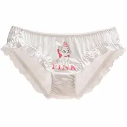 Womens Cat Panties White Underwear Cute Knickers Ruffle Pink Soft Hipsters Lingerie Intimates