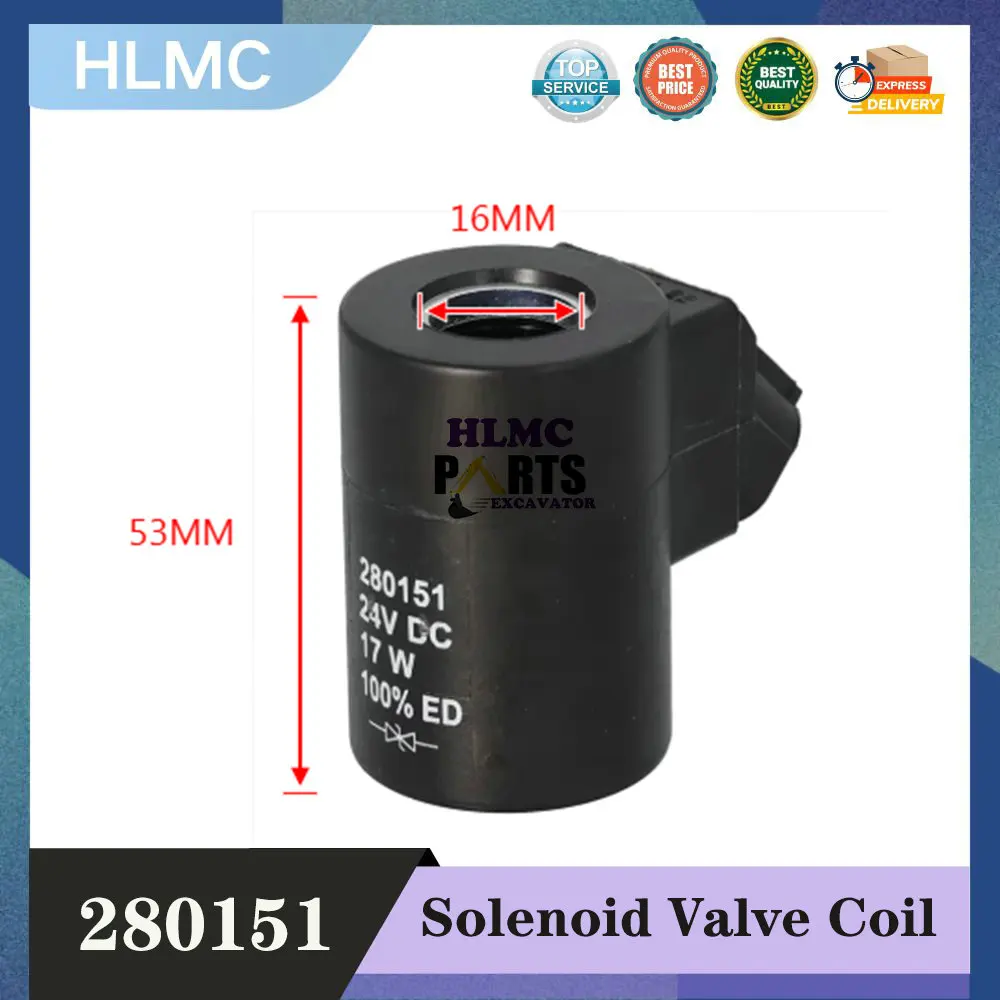 

280151 Катушка электромагнитного клапана Экскаватор подходит для EC55 210 240 290 360 460 Катушка электромагнитного клапана с пилотным предохранительным замком