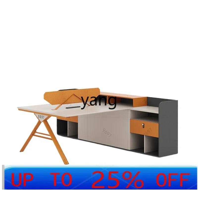 LMMsimple modern screen partition baffle card seat four double office desk and chair combination