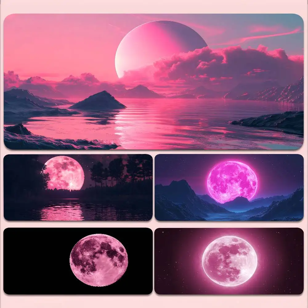

Cartoon Pink Moon Mousepad Non-slip Suitable For Office Computers Laptops E-sports Game Desk Mats XXL Keyboard