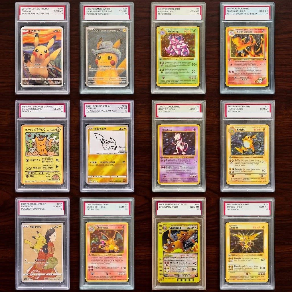 DIY PTCG Graded Promo Set - Pikachu Charizard Moltres Articuno Replica GEM MT10 Rating Display Collection Gift