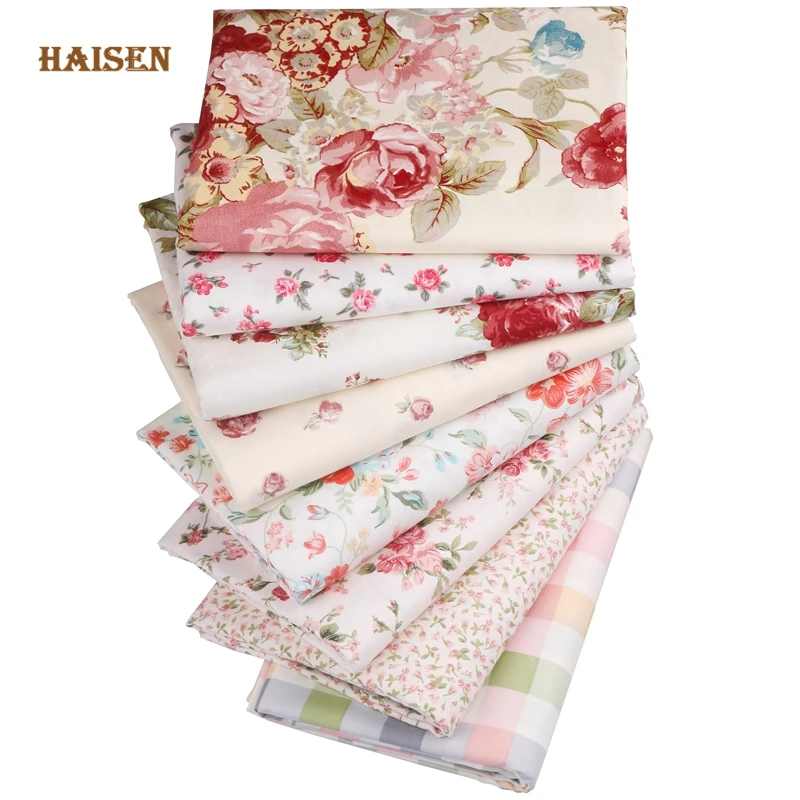 Printed Twill Cotton Fabric,Patchwork Cloth,DIY Quilting Sewing Textile Material For Baby&Children 8pcs/Lot,Gorgeous Rose Series