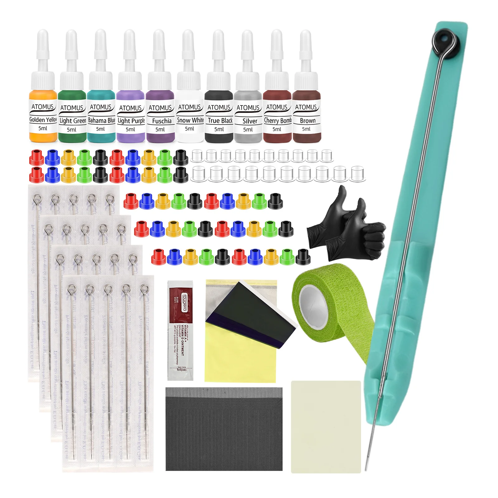 

Набор для татуажа: иглы 3RL, 5RL, 3RS, 5RS, ручка-пен для ручного татуирования, инструменты для перманентного макияжа, тренировочная кожа, чернила для тату, ручка для рисования на теле