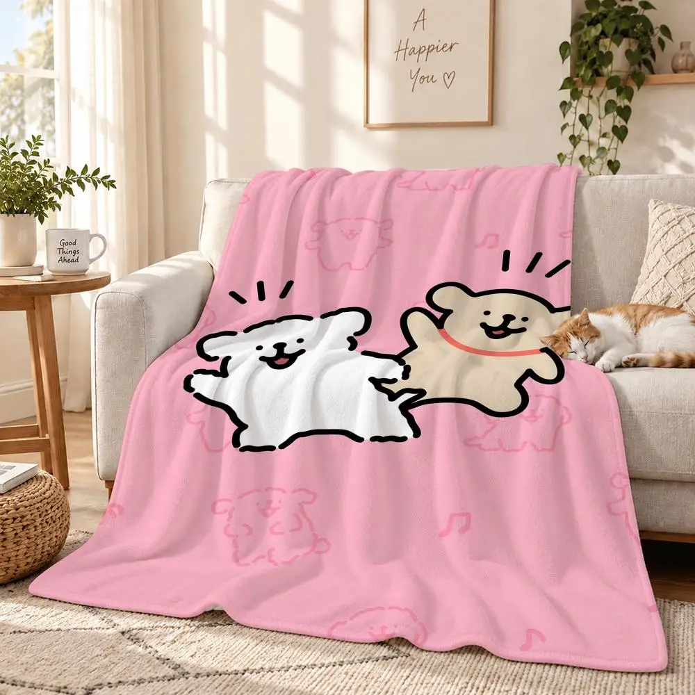 Line Dog Maltese Golden Retriever Throw 240g Lightweight Flannel Blanket, Soft Skin Throw Blanket for Sofa Bedroom