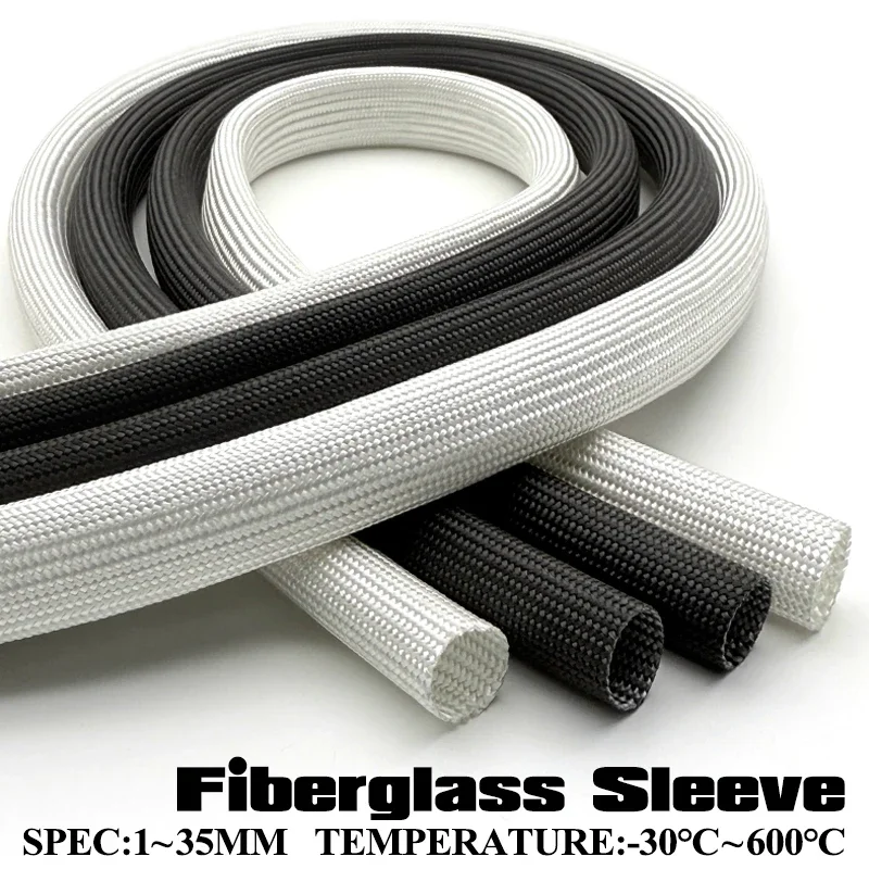 ID 1mm-30mm Fiberglass Sleeve 600Deg.C Wire Cover For Household Appliances Power Line High Temperature Insulation Protection