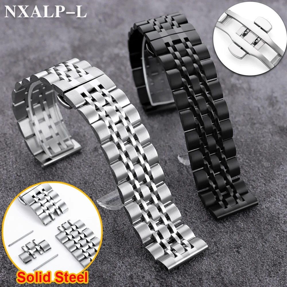 Massives Edelstahl-Uhrenarmband, Schnellverschluss, 20 mm, 22 mm, für Tissot, für Citizen, Seiko-Armband, Schmetterlingsschnalle, Metallarmband