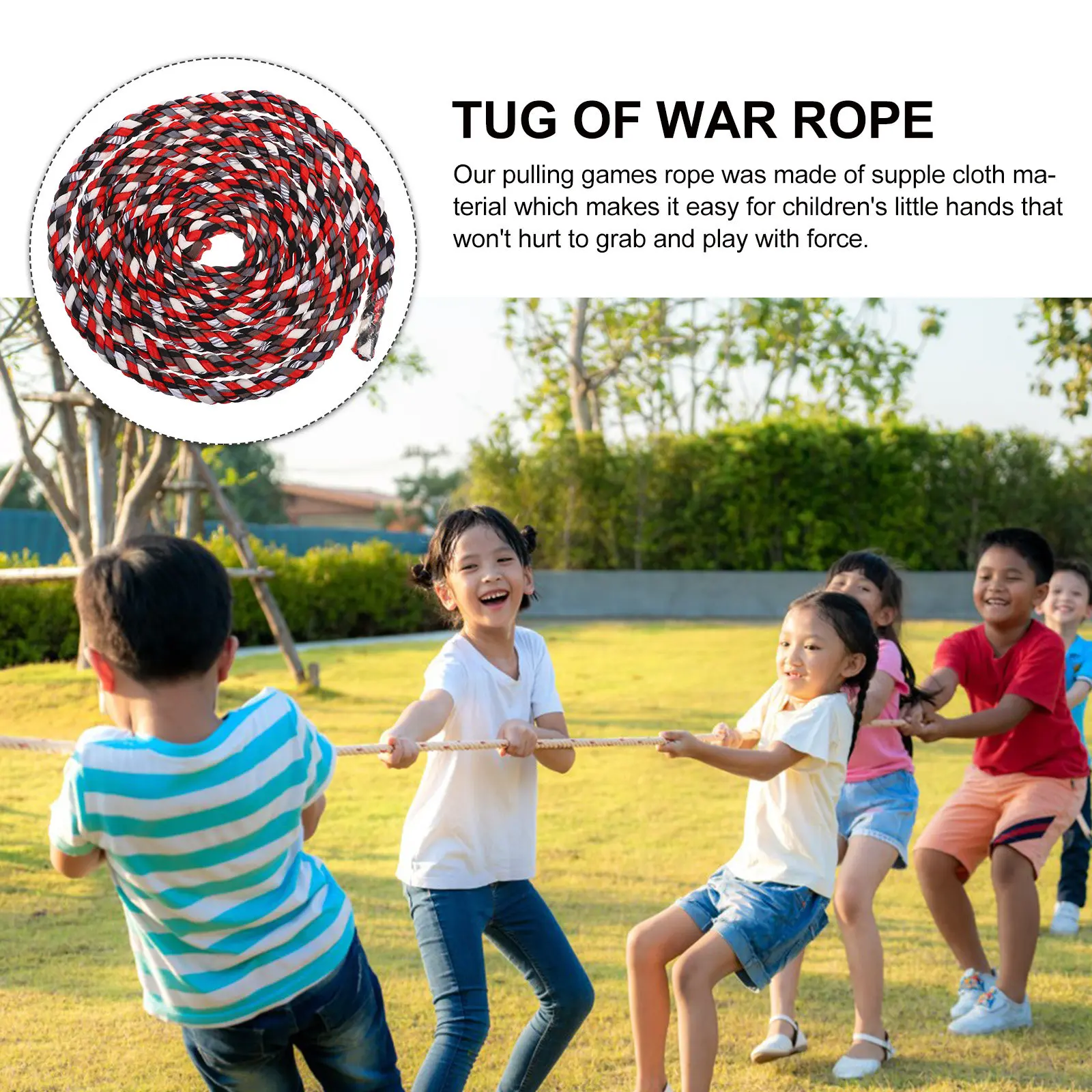 Twisted Tug-of-War Game Rope Supple Cloth Material Tug of War Cord for Birthday Parties School Events Camps Picnics