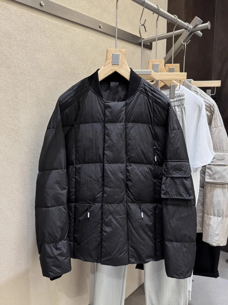 Fashion Mens Winter Warm Down Jacket Loose Fit Stand Collar Bomber Jacket Thick Overcoat Casual Streetwear Oversize Outwear Coat