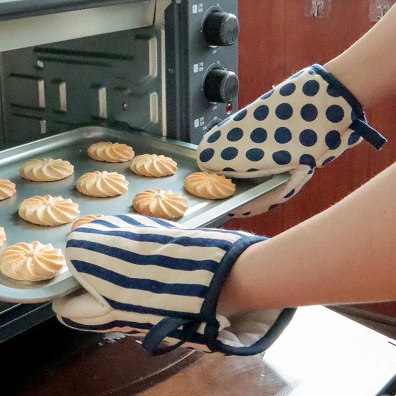 

14x18cm Cotton Linen Heat-insulating Gloves Baking Heat Resistant Oven Mitts Kitchen Anti-scalding Thickened Mitts Bakeware