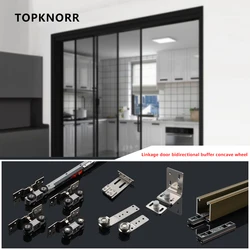Three Linkage Sliding Door Pulley Kitchen Hanging Rail Two Linkage Moving Door Hanging Wheel Buffer Rail Linkage Door Accessorie