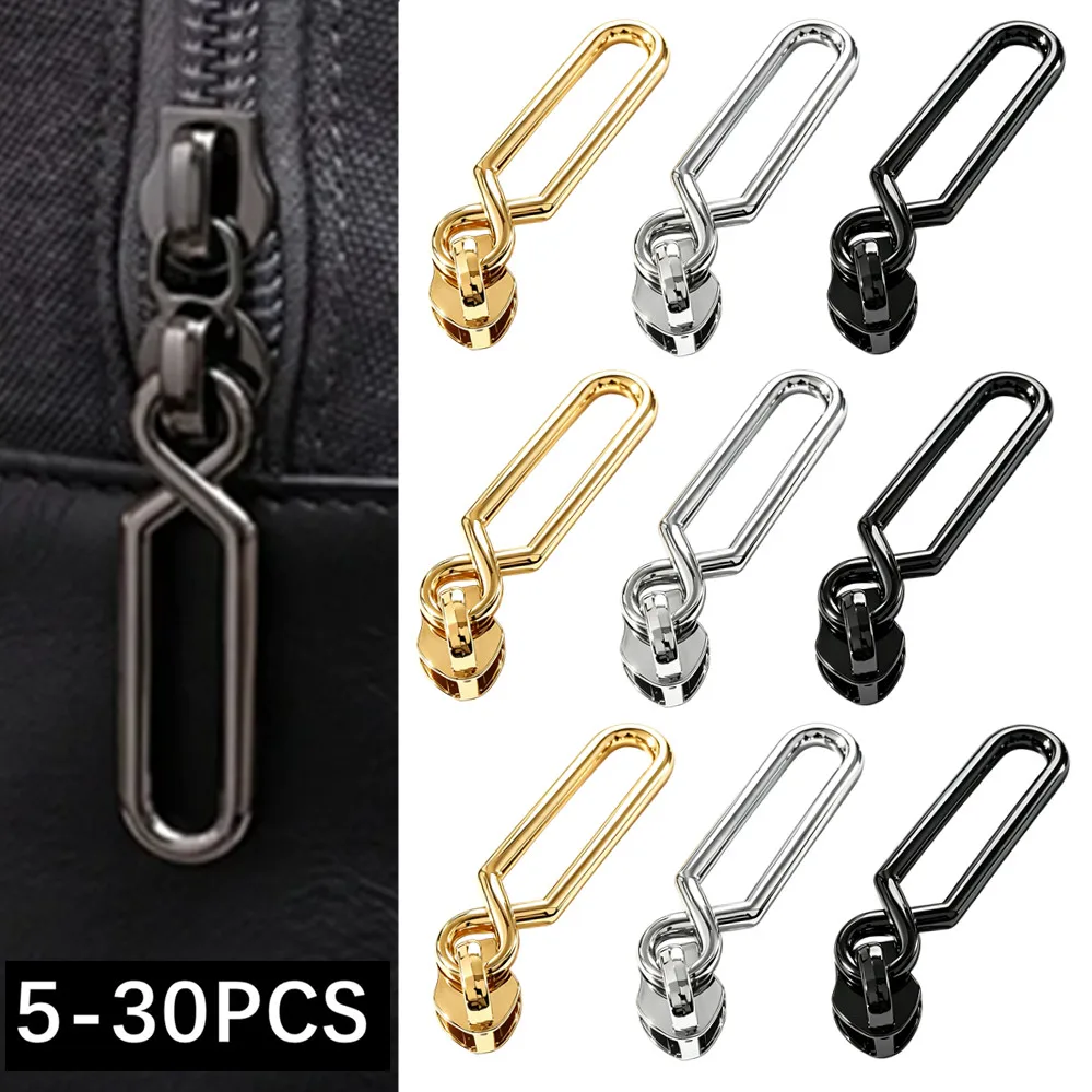5/10/30Pcs 5# Zipper Puller Sliders for Nylon Zips Closures Bag Jacket Pocket Zip Head Repair Kit Garment Sewing Accessories