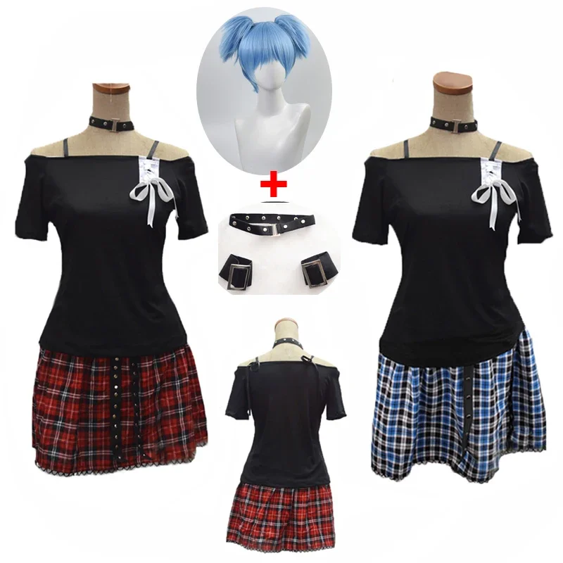 Anime Classroom Murder Shiota Nagisa uniformes de chica Punk disfraz de Cosplay para fiesta de Halloween conjunto completo con accesorios y peluca RZ