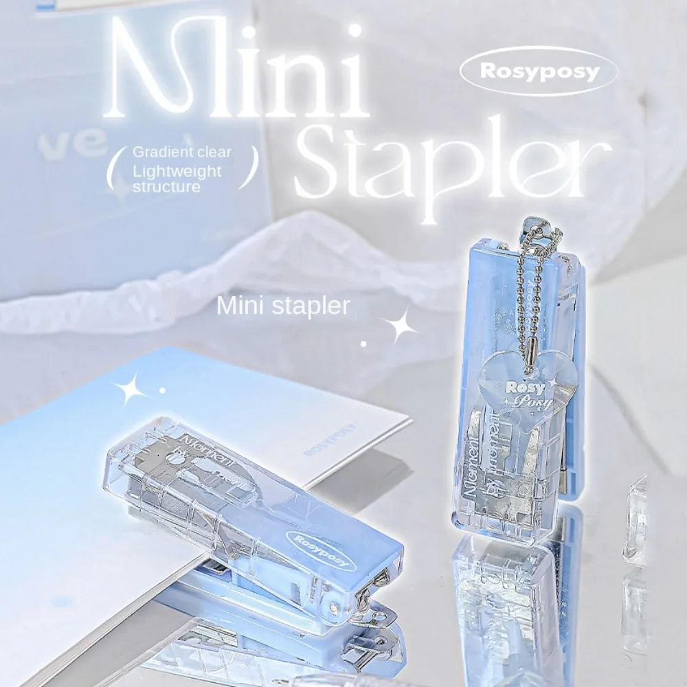 Bookbinding Tool Transparent Mini Stapler Clamp Stapler Lightweight Gradient Stapler Creative Portable Mini Stapler Simplicity