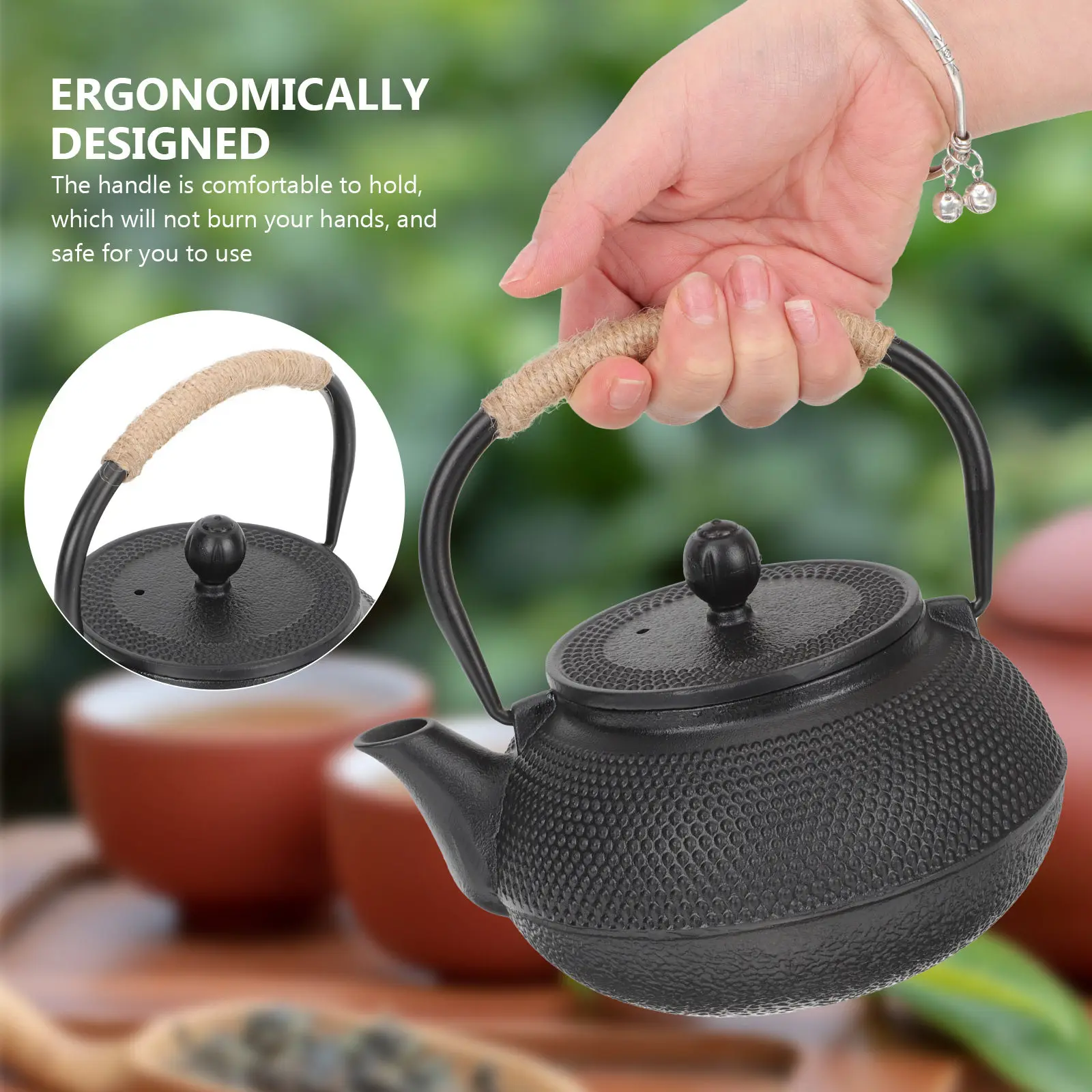 Small Tetsubin Iron Teapot Retro Cast Iron Teapot for Home Use with Infuser Comfortable Handle Heat Insulated Tea Kettle