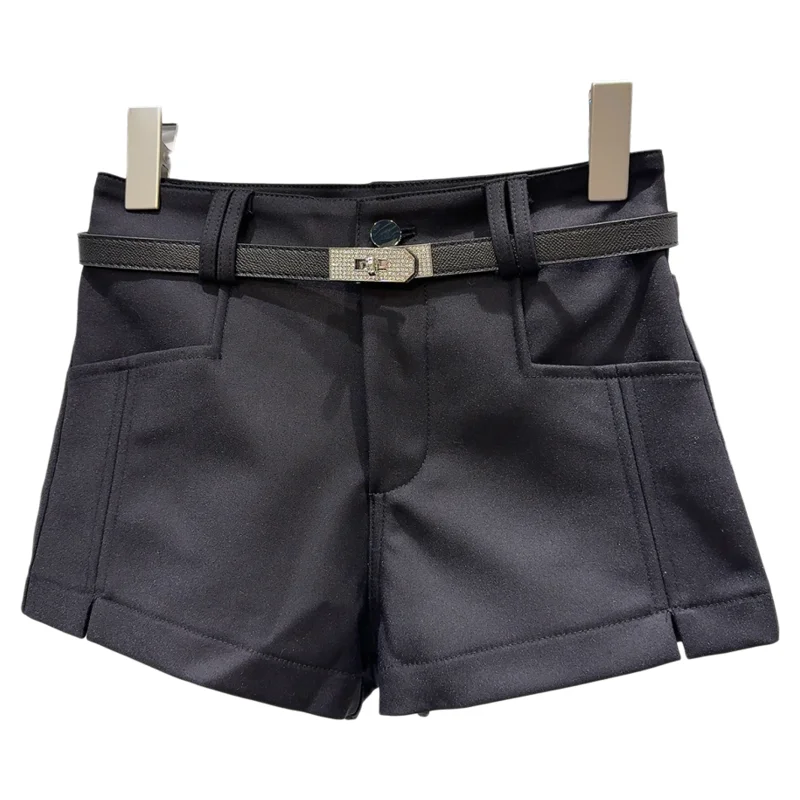 ファイオナブル ダイヤモンド装飾 無地 ベルト付き オルトス レディース カジュアル ストレートレッグパンツ ティー丈ニット